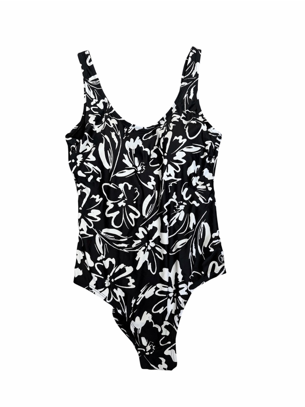 Hurley Black White Floral One Piece Swimsuit Built In Cups Flowy Tankini Style